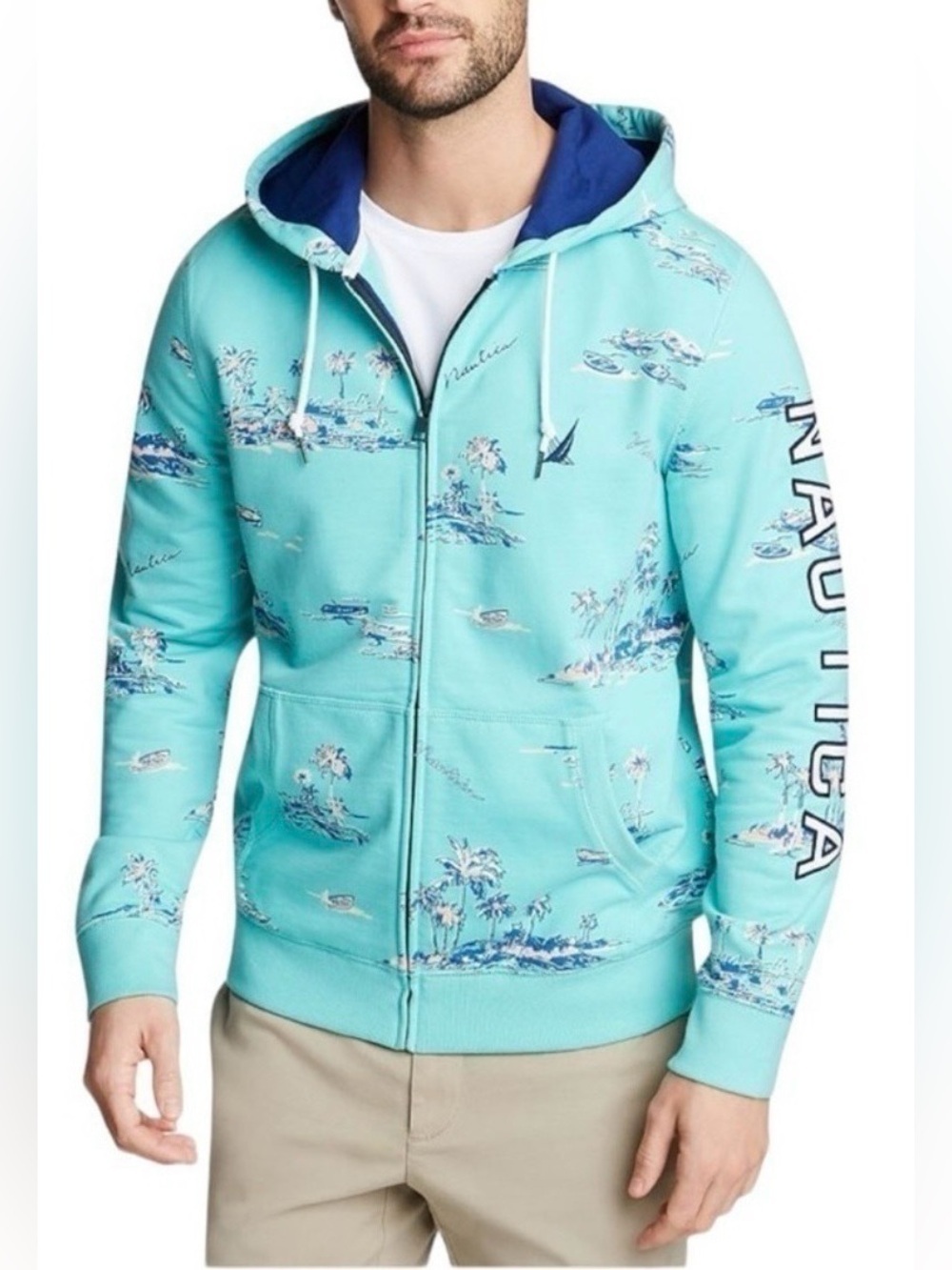 Nautica Blue Sail Mens Sweat
Jacket New L Logo Turquoise Blue
Beach Casual XXL